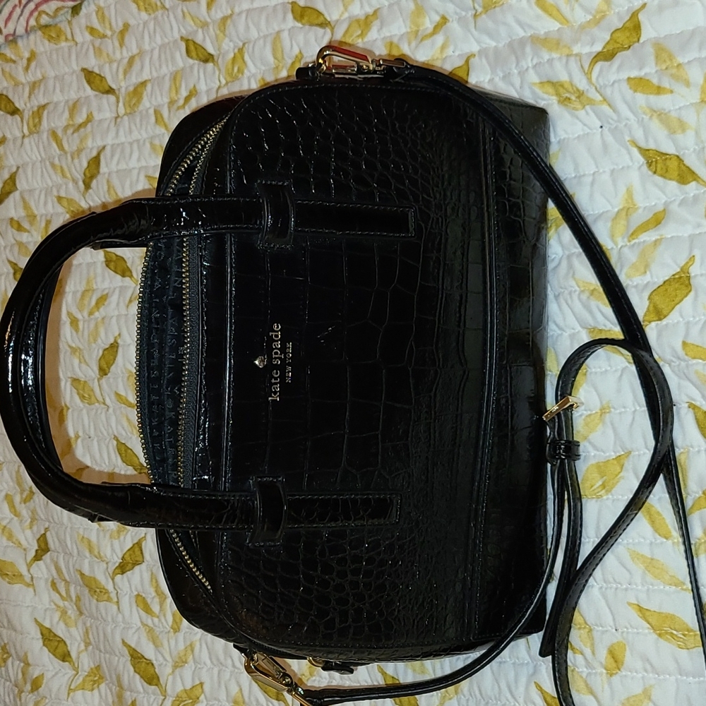 Kate Spade, Felix Riverside Med Black Leather Satchel Handbag,Crossbody